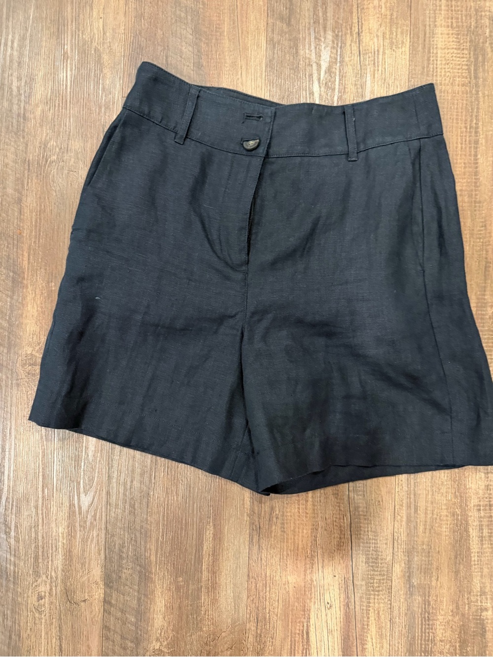 Boden Black High-Rise Tailored Linen-Blend Shorts